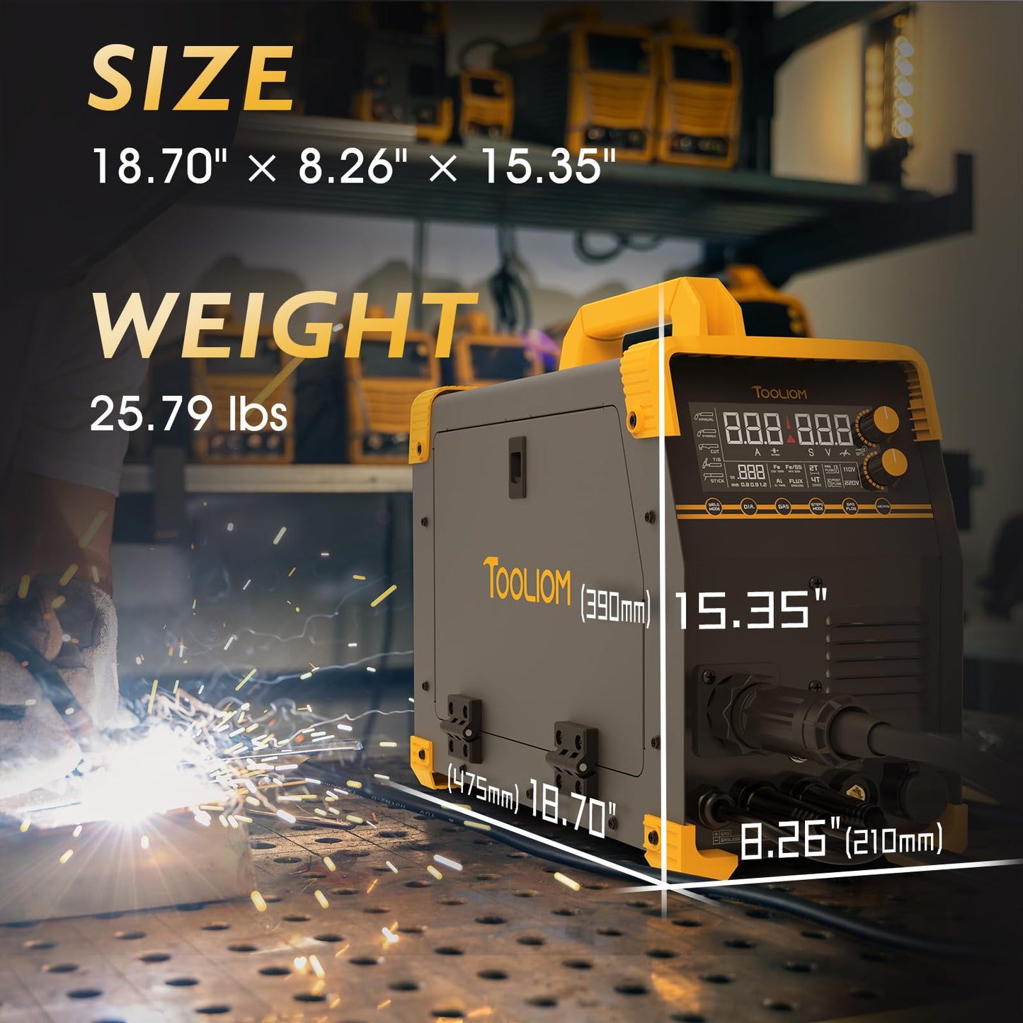 TOOLIOM MIG/TIG/CUT/Stick/Flux MIG/Spool Gun Welder 6 in 1 Multiprocess Welding Machine 110/220V Dual Voltage Aluminum Welding Machine Spool Gun Compatible