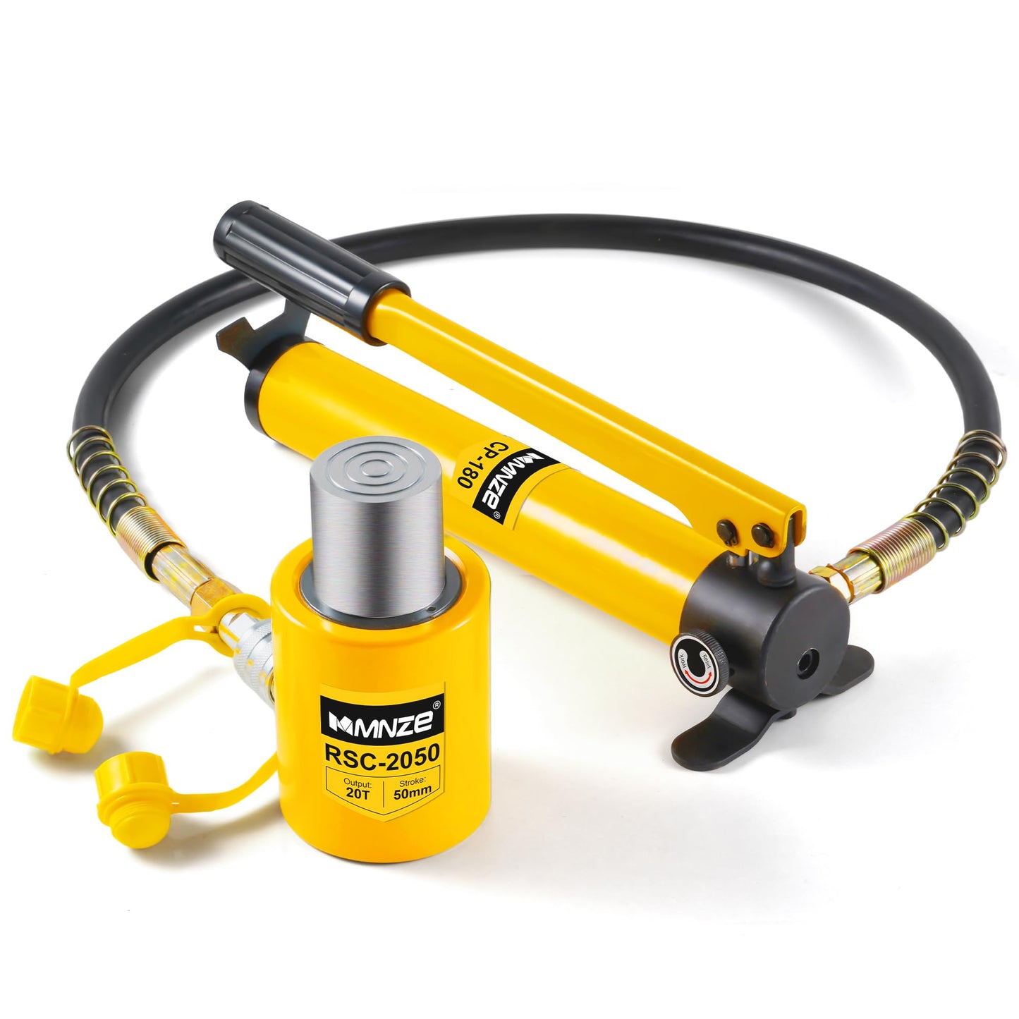 MMNZE 20T 2" Stroke Hydraulic Cylinder Jack Sets Porta Power Ram Jack Kits Single Acting Lifting Cylinder Retract Automatically with CP-180 Hydraulic Hand Pump