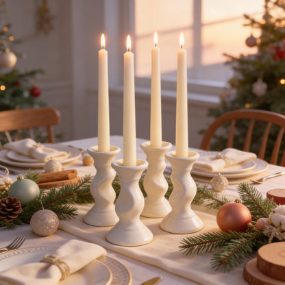 Viyffo Taper Candles, 10 Inch, 4 Pack, Ivory – Unscented, Dripless & Smokeless Design, Up to 8-Hour Burn – Tall Candlesticks for Wedding, Dinner & Home Decor