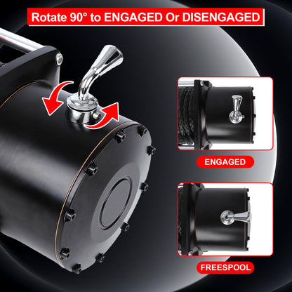 20000LB Heavy Duty Electric Winch,IP68 Waterproof 12V DC Winch with 0.47IN x85FT Synthetic Rope,7.9HP Motor,4-Stage Planetary Gear 544:1,2 Wireless Remotes,for Truck/Jeep/SUV Off-Road Recovery