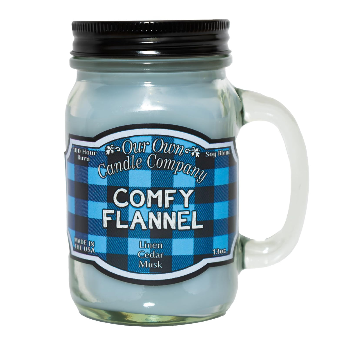 Our Own Candle Company, Comfy Flannel Scented Mason Jar Candle, 100 Hour Burn Time, 13 Ounces