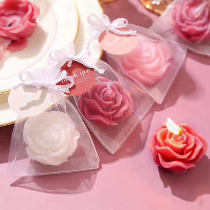 Treela 24 Set Flower Candles Wedding Favor for Guests Mini Dusty Pink Rose Shaped Tealight Candles for Return Gift Wedding Birthday Bridal Shower Housewarming Party