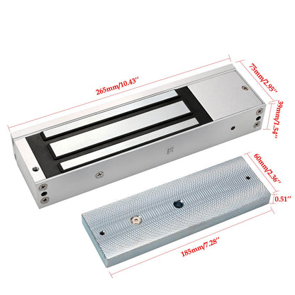 Door Access Control System 1200lbs Magnetic Lock Kit with 4 Remote Controls Stainless Steel Exit Button