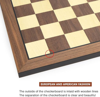 AMEROUS 17 Inches Wooden Chess Board Only Professional Tournament Chess Board Large with Gift Package - Chess Rules Beginner Chess Board Game for Adults