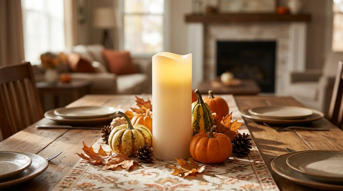 Mikasa 3x8 Inch White LED Wax Pillar Candle with Flickering Flame and Timer - Flameless Battery Operated Real Wax Candle for Home Decor, Weddings, Holidays, and Centerpiece Displays