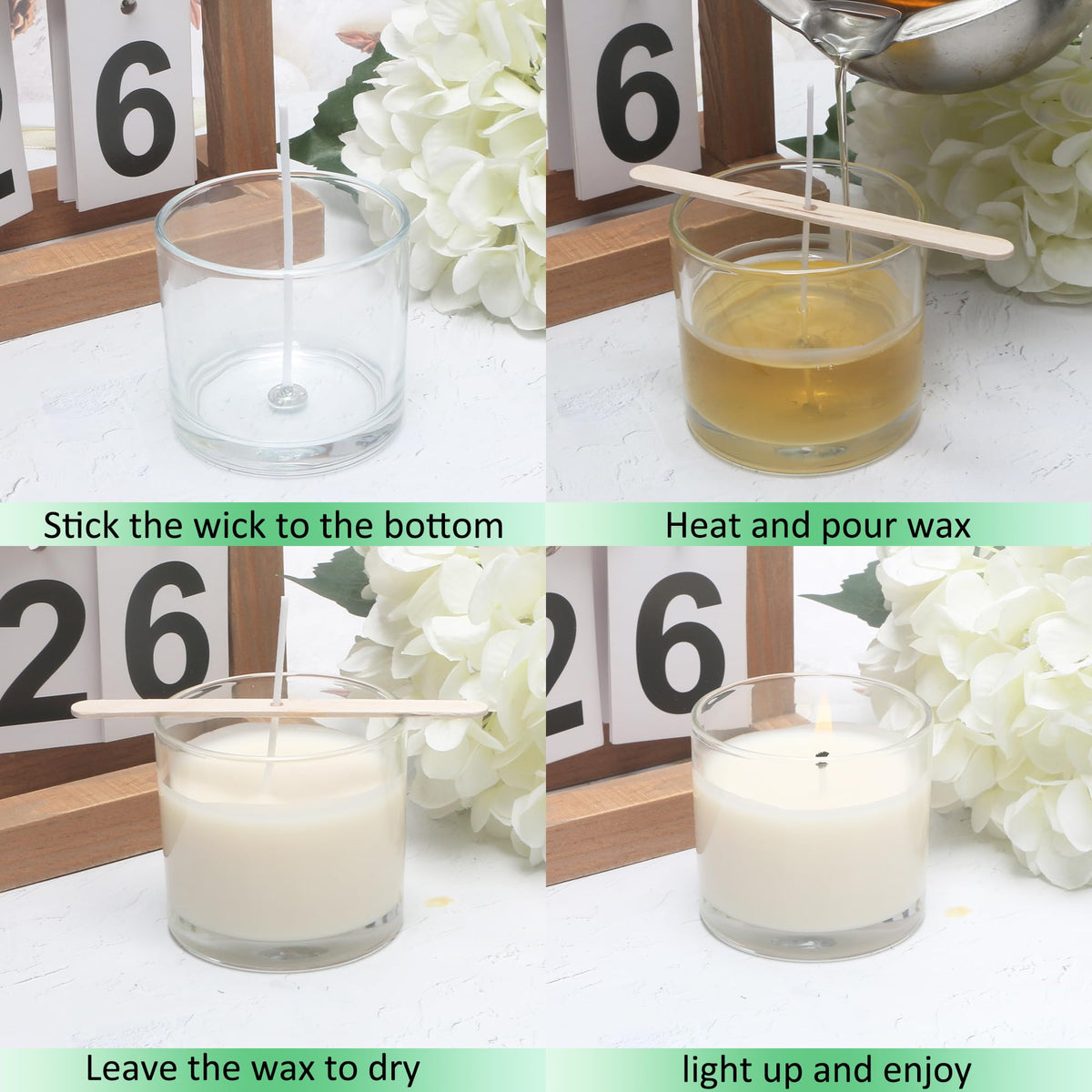 MILIVIXAY 20 Pack 4 OZ Clear Glass Candle Jars with Lids and Candle Making Kits - Bulk Small Empty Candle Jars for Making Candles - Spice, Powder Containers.