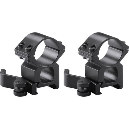 Barska 1 Inch High Weaver Style See Through Quick Release Scope Rings with Detach Levers for Weaver Picatinny Rails