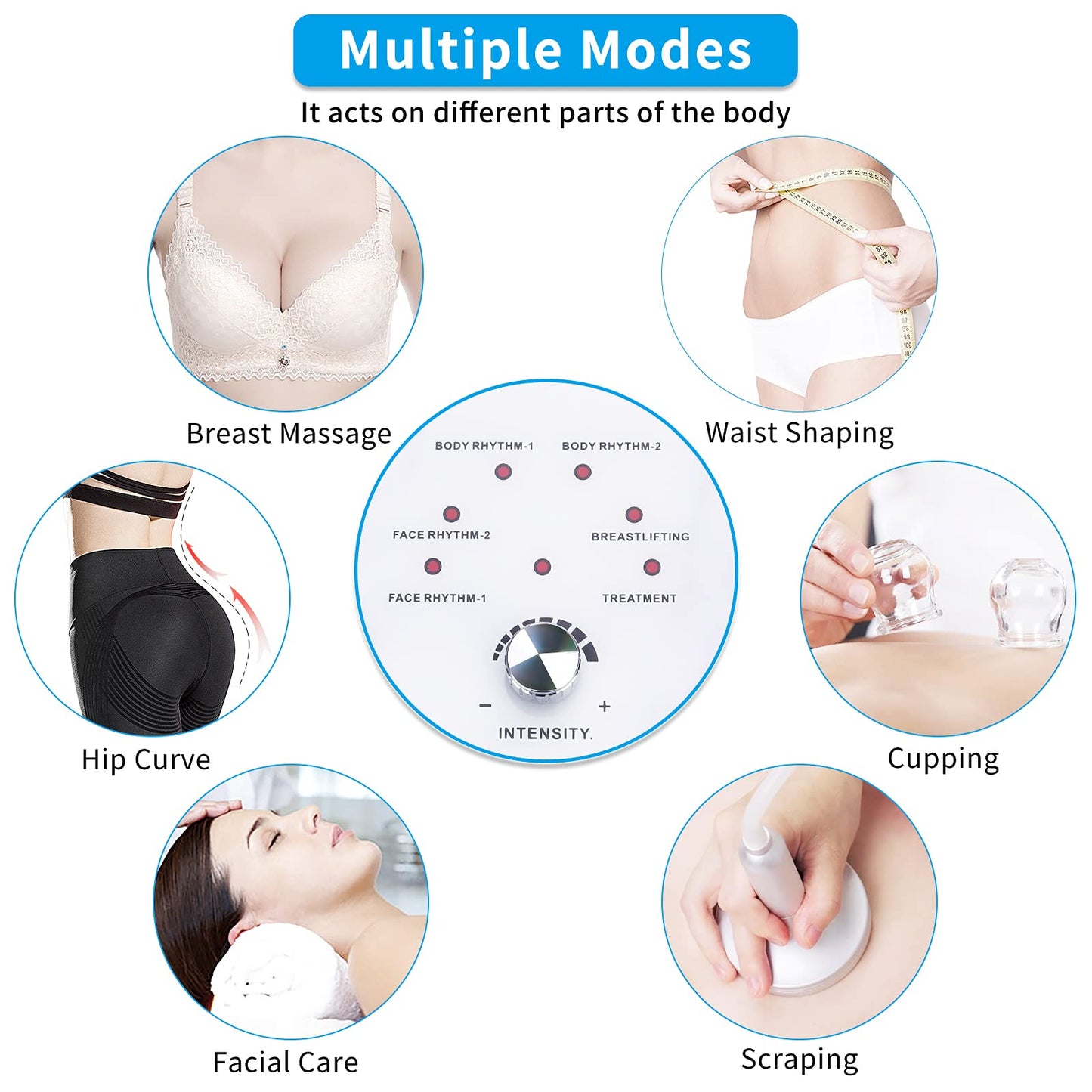 Titoe Vacuum Therapy Machine Multifunctional 0-75cmHg Cupping Cups Machine 6 Mode Adjustable Suction Vacuum Machine with 30 Cups and 3 Pumps