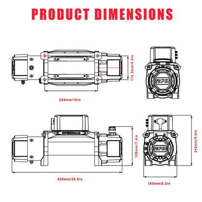 OPENROAD 12000 lbs Winch with Synthetic Rope and 2 Wireless Remotes -Panther Series 3S