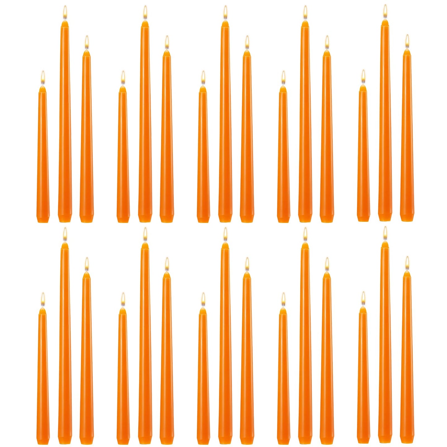 MTLEE Taper Candles 8/10/12 Multi Height Unscented Taper Candles 8 Burn Hours for Dinner Decorative Home Decoration Fall Thanksgiving Wedding Party Candlesticks(Orange,36)