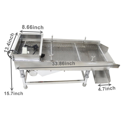 TECHTONGDA Straight Vibrating Sieve Screen Shaker Electric Linear Sifter Machine Stainless Steel One Layer One Motor 10mm Screen Size 11.8×29.5inch 110V