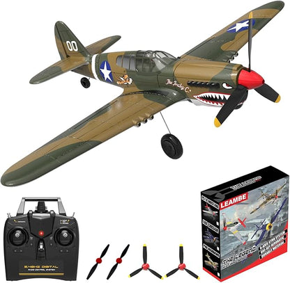 LEAMBE RC Plane 4 Channel Remote Control Airplane - Ready to Fly P-40 Warhawk RC Airplane for Beginners Adult with Xpilot Stabilization System &amp One Key Aerobatic