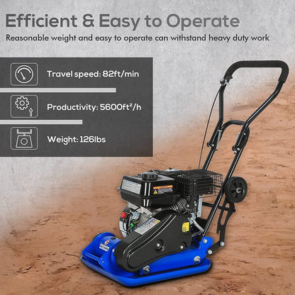 BILT HARD Plate Compactor Rammer, 6.5HP 196cc Gas Engine 5500 VPM 2500 lbs Compaction Force, 21 x 14.5 inch Plate, Ground Compactors for Paving Landscaping Sidewalk Patio, EPA Compliant