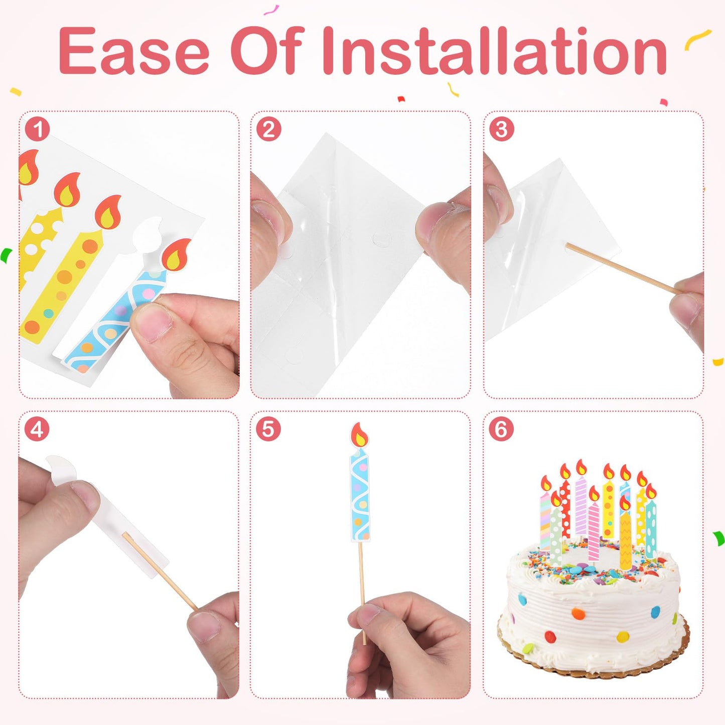 Veemoon 40pcs Birthday Cake Paper Candles Decoration Happy Birthday Cake Diy Topper Accessories Cupcake Flameless Candles Decor for Weeding Anniversary Birhday Festival Party Celebration