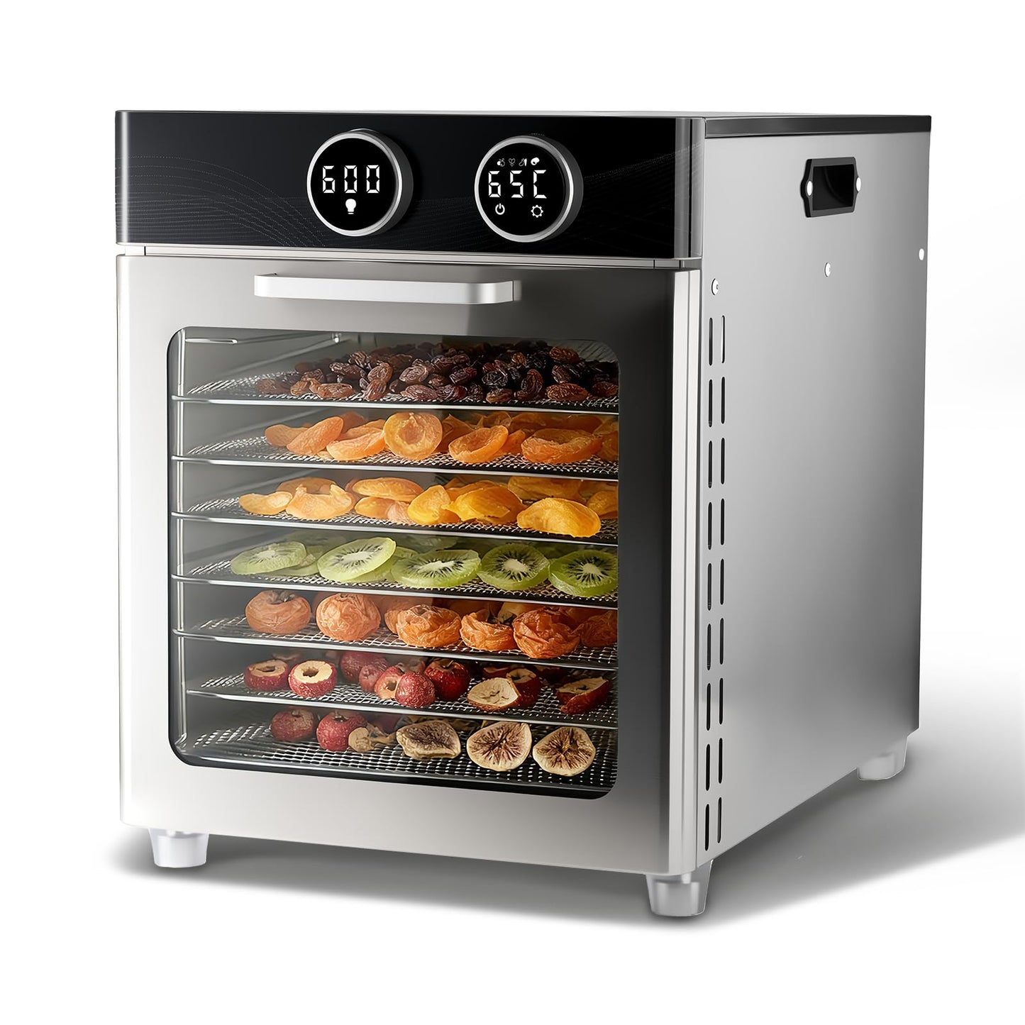 Food Dehydrator Machine, 8 Stainless Steel Trays, 7.24 Sq Ft Large Capacity Food Dehydrator, Precise Temperature Control & Timer, View Window, Dryer for Jerky, Herb, Fruits, Pet Treats