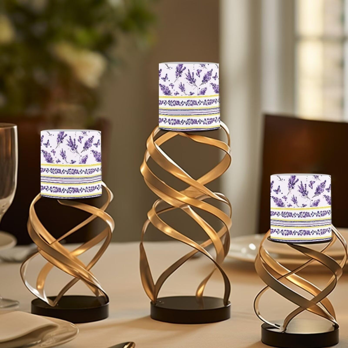 Cozeyat Lavender LED Candles Set of 4 Battery Powered Flameless with Remote Timer Dancing Flame Waterproof for Home Garden Patio Table