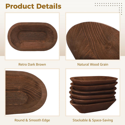 DORMIYA 8 PCS Wooden Dough Bowls, Rustic Wooden Candle Bowl for Decor, Woodens Dowls for DIY Candle Home Crafts Making, Farmhouse Decoration (Brown-8PCS)