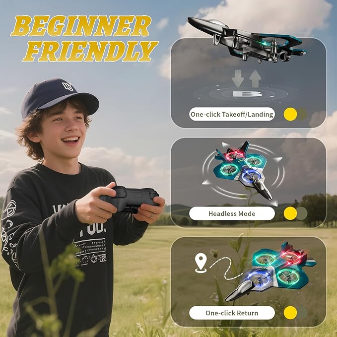 4DRC RC Airplanes Remote Control Airplanes with 3 Batteries Foam RC Planes for Kids Adults Beginners 4-7 8-12 12-16 Remote Control Helicopter Fighter Jet Drones for Kids Adults 360° Flip