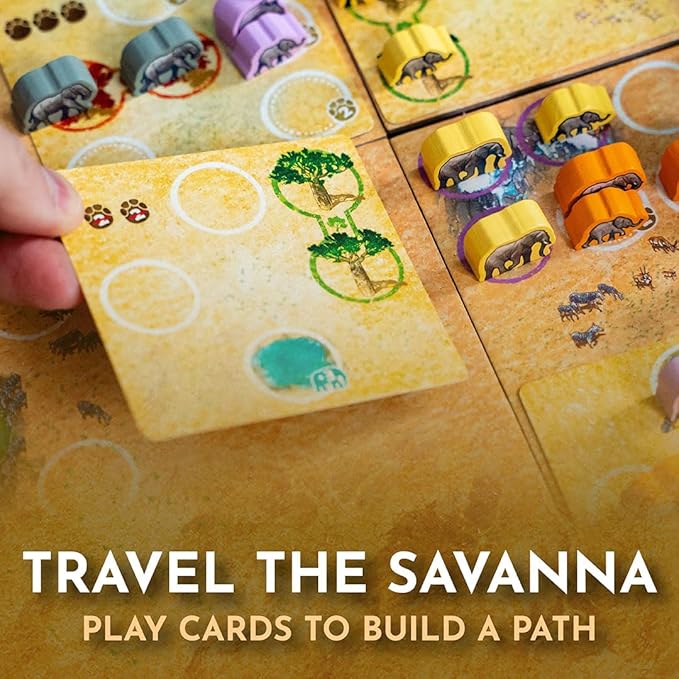 Tembo: Survival On The Savanna Board Game Guide Your Elephant Herd Across Dangerous Terrain A Cooperative Strategic Game for Families and Adults Solo Campaign Included 1-4 Players Ages 10+