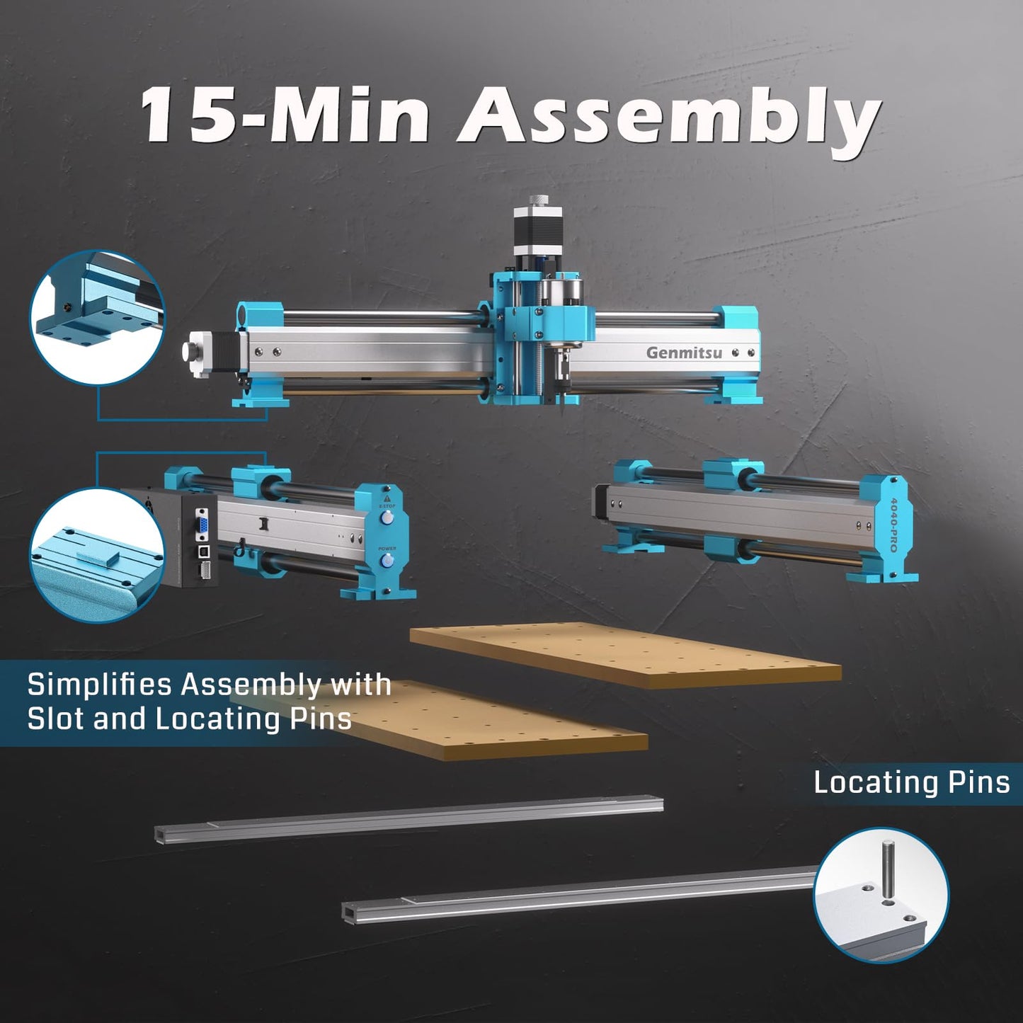 Genmitsu CNC Router Machine 4040-PRO for Woodworking + Air-Cooled 300W Brush DC Spindle Motor