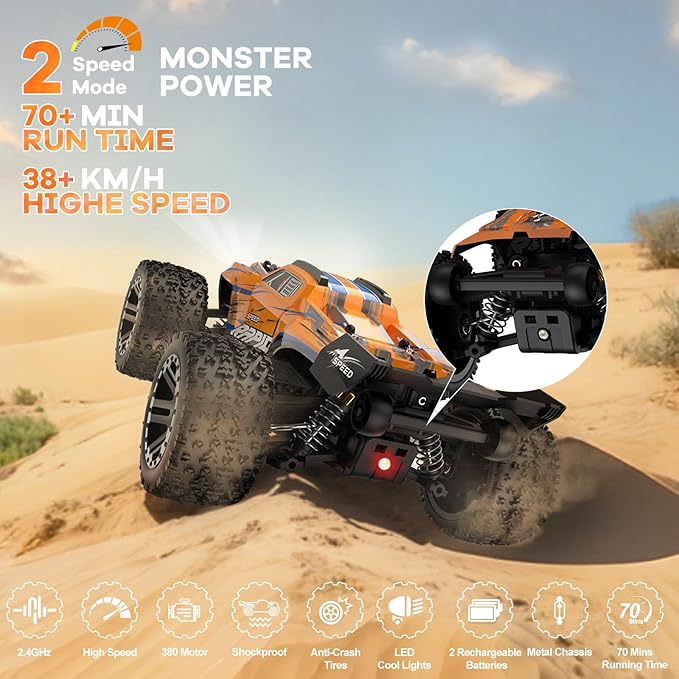 Nikuku Remote Control Car High Speed All Terrain Off Road Fast RC Cars with 2.4 GHz1:20 Scale Max 38 KPH 4WD Electric RC Truck Toys Christmas Birthday Gifts for Adults &amp Teen Boys