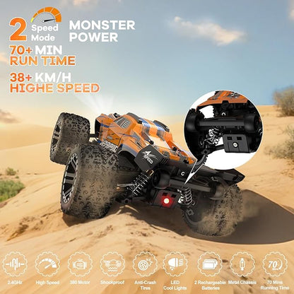 Nikuku Remote Control Car High Speed All Terrain Off Road Fast RC Cars with 2.4 GHz1:20 Scale Max 38 KPH 4WD Electric RC Truck Toys Christmas Birthday Gifts for Adults &amp Teen Boys