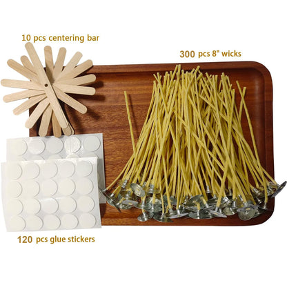 Candle Wicks 300 PCS 8 inch Hemp Candle Wicks 2.5mm Organic Beeswax Candle Wicks for Candle Making Edible Candle Wick for Butter Candle Hemp Candle Wick
