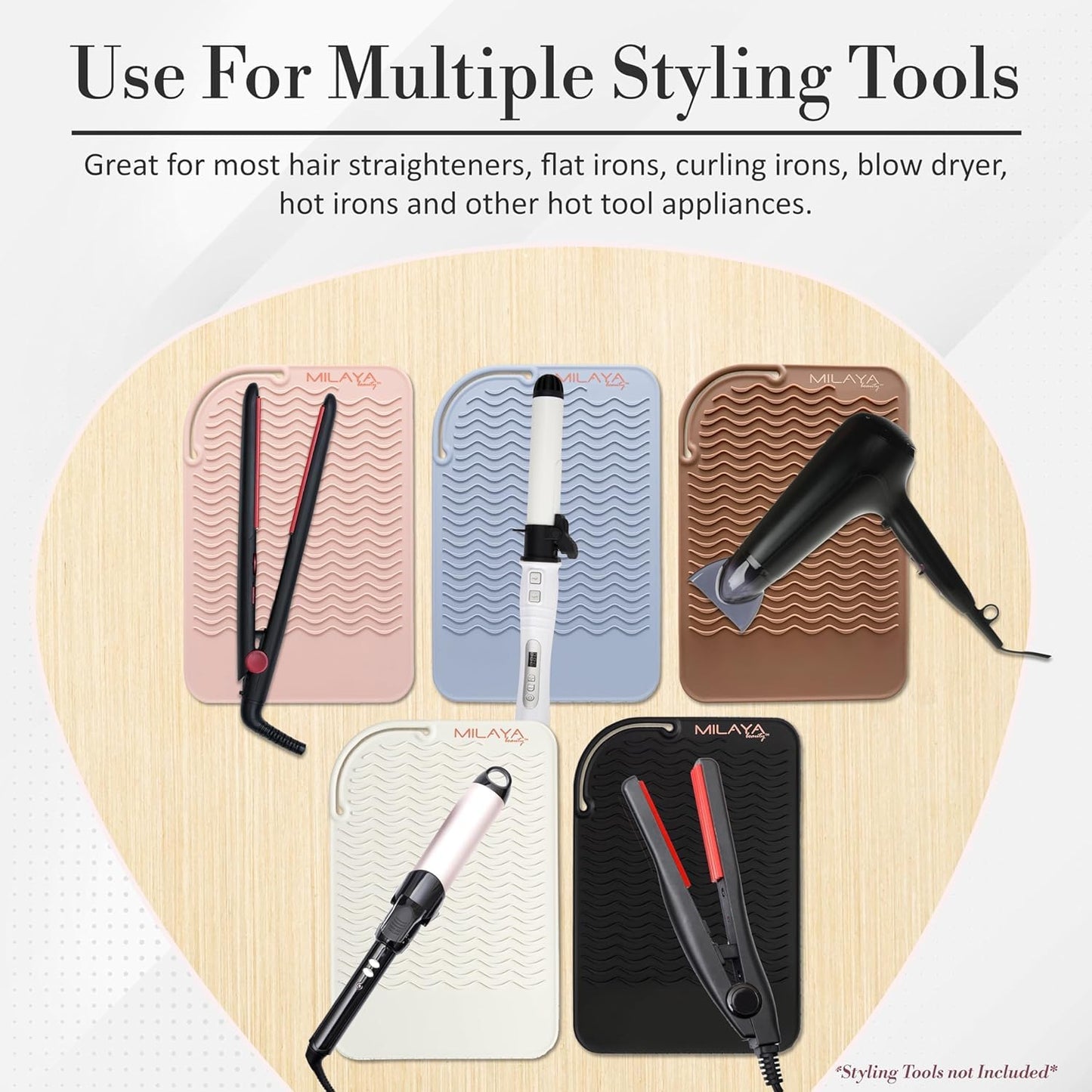 Heat Resistant Mat - Curling Iron Holder - Straightener pad - Flat Iron Holder - Silicone Mat for Hair Tools - Hot Tool Mat - Salon Tools - Hot Iron Holster - Vanity Mat - Vanity Accessories for Women