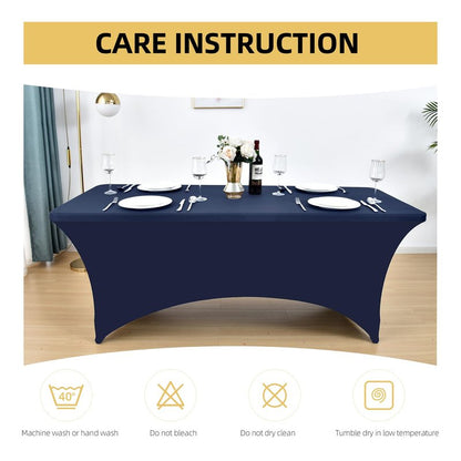 ZarzaaSik 2-Pack 8ft Spandex Table Covers for Rectangle Folding Tables - Washable Elastic Tablecloth - Ultimate Fitted Table Protector for Birthday Parties, Trade Shows, Banquet