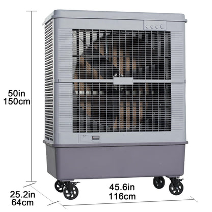YougetTech 59'' 12000CFM Swamp Cooler, 42.3Gal Evaporative Air Cooler for Garage Yard Patio, 7-Speed 90° Oscillation, Grey
