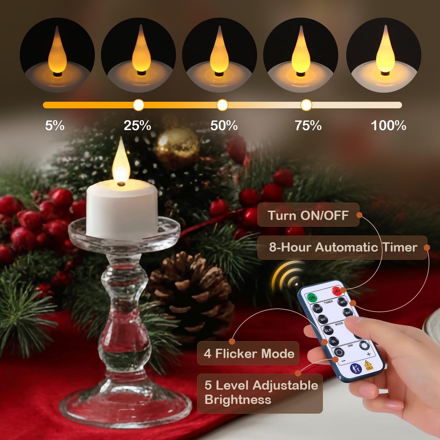 yunsheng Magnetic Rechargeable Tea Light Candles with Black Charging Base and Remote Timer, 12Pcs Battery Operated Tea Lights, LED Flameless Votive Candles for Home Wedding Party Decor(White)