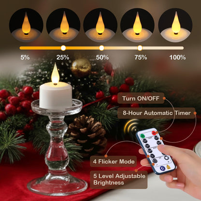 yunsheng Magnetic Rechargeable Tea Light Candles with Black Charging Base and Remote Timer, 12Pcs Battery Operated Tea Lights, LED Flameless Votive Candles for Home Wedding Party Decor(White)