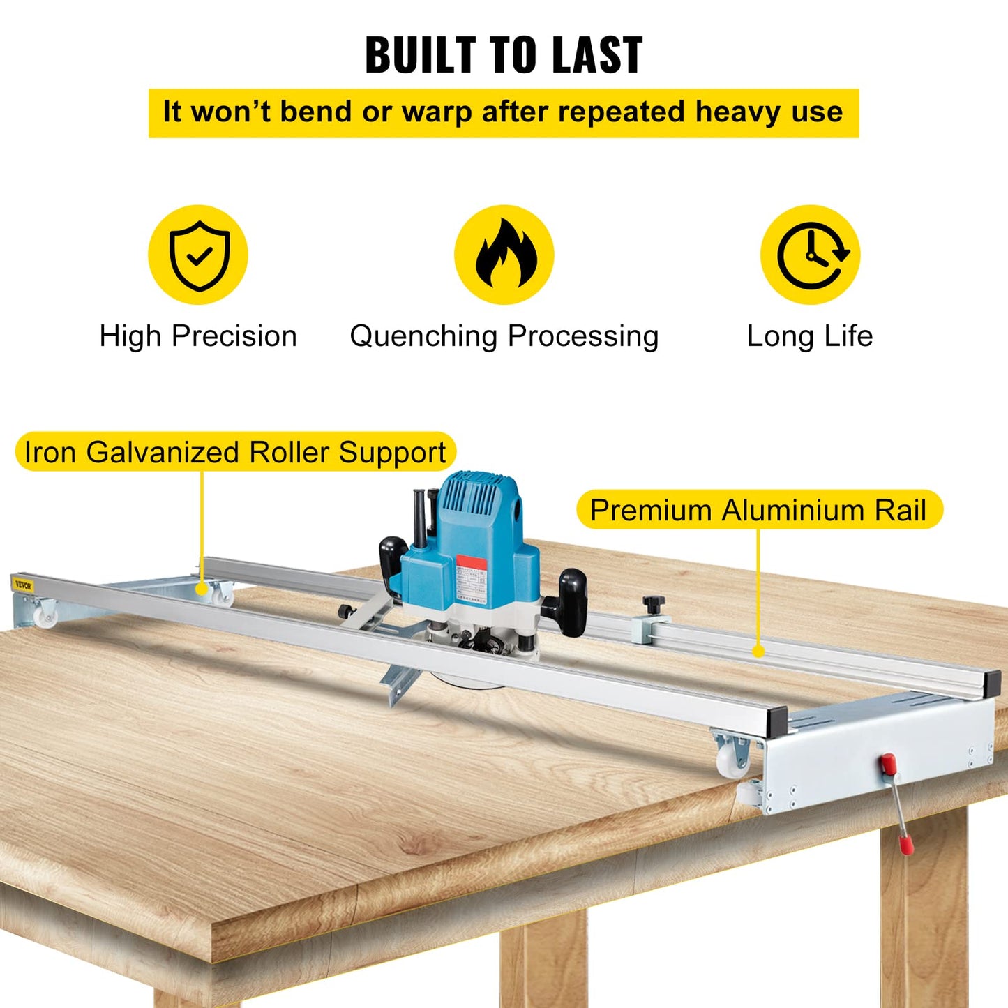 VEVOR Router Sled, 64 inches / 162.6cm Width, Slab Guide Jig for Woodworking with Locking Function, Portable and Easy to Adjust, Trimming Planing Machine for Wood Flattening, Home DIY