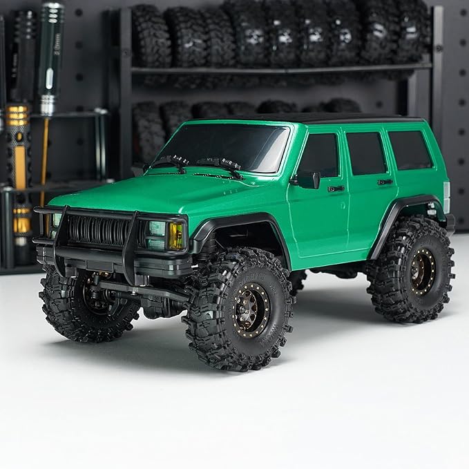 INJORA 6.10in 133g Wheelbase ABS Hardtop Cherokee Body for TRX4M Bronco Defender Chassis 1/18 RC Crawler Upgrade(Green)