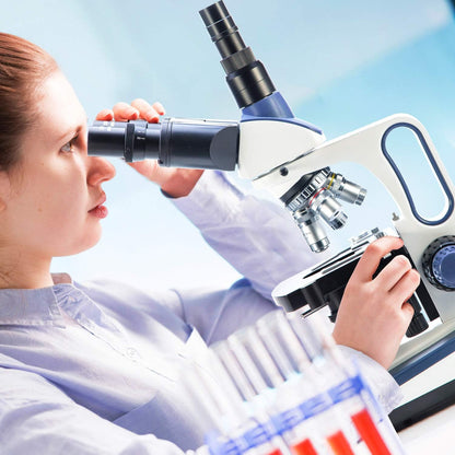 SWIFT Trinocular Compound Microscope SW350T,40X-2500X Magnification,Siedentopf Head,Research-Grade,Two-Layer Mechanical Stage,1.3mp Camera and Software Windows and Mac Compatible