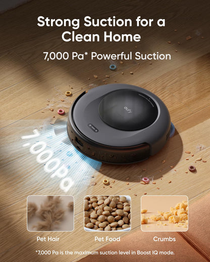 eufy Robot Vacuum Omni C20, Robot Vacuum and Mop Combo, All-in-One Station, Auto Mop Washing and Auto Drying for Hands-Free Cleaning, 7000 Pa Powerful Suction, Self Emptying, 3.35-Inch Design
