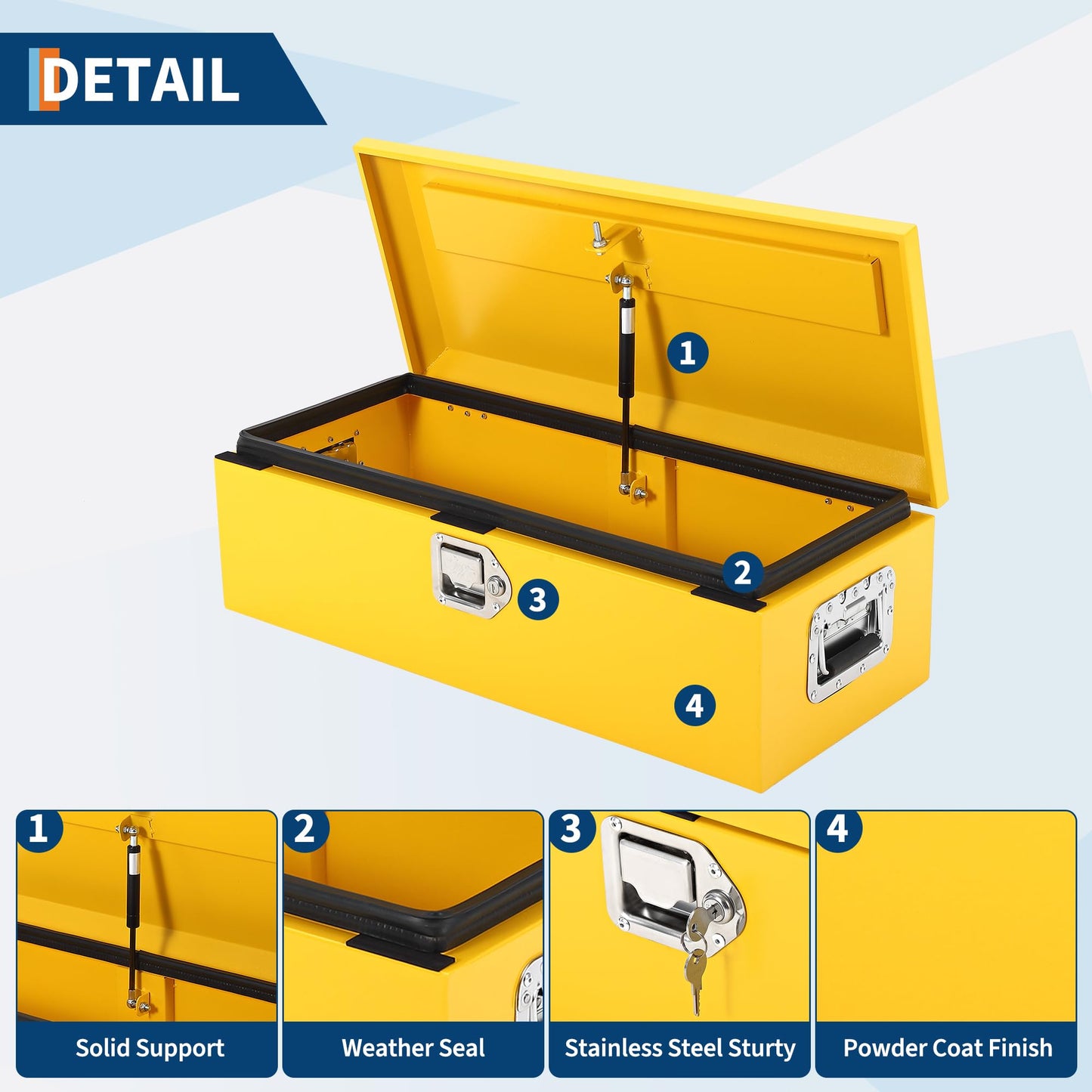 Heavy Duty Steel Underbody Truck Tool Box, Tool Storage Organizer Chest, Job Box, Weather-Resistant Truck Bed Storage Ideal for Pickup Truck ATV RV Trailer