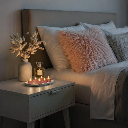 FURORA LIGHTING Pink Glitter Flameless Tealights - 1.45" W x 1.57" H, 12-Pack, Batteries Included