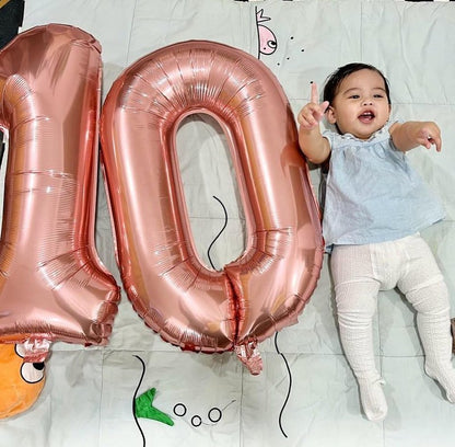 Rose Gold Number Balloon 40 Inch, 0 Number Balloons, 10 20 30 40 50 Numbers Balloon Birthday Decorations, Party Supplies for Women Men