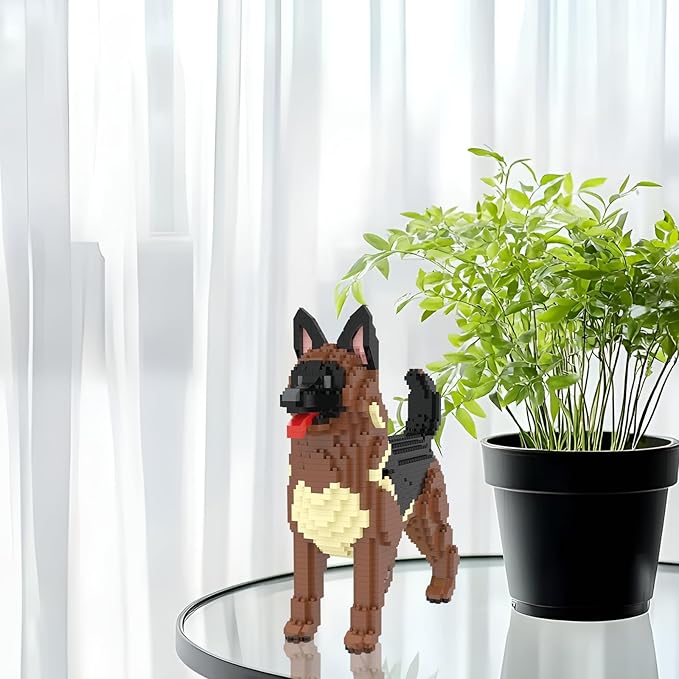 Larcele Micro Building Blocks Set DIY Mini Building Toy Bricks for Age Over 12 Years 1254 Pieces KLJM-02 (German Shepherd Dog)