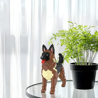 Larcele Micro Building Blocks Set DIY Mini Building Toy Bricks for Age Over 12 Years 1254 Pieces KLJM-02 (German Shepherd Dog)