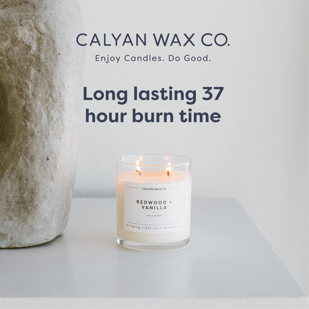 Calyan Wax Co. Rosewood & Amber 2 Wick Scented Candle - 37 Hour Burn - Luxury Clean Soy Wax Candles - Long Lasting Large Glass Jar Candle for Home - 8.8oz