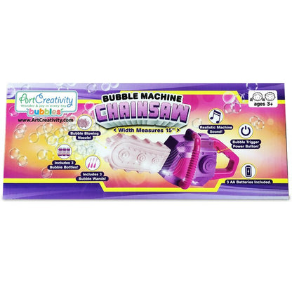 ArtCreativity Bubble Chainsaw for Kids, Electronic Bubble Blower Machine with Bubble Solution Included, Bubble Machine with Realistic Sound, Outdoor Girls Toy Ages 1 2 4 5 6 7 8