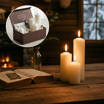 Trxvxo White Pillar Candles Bulk Set of 36，Hurricane Candles，3 Different Lengths 2 x 3/6/8 Inch (12 Each)，Dripless Unscented Smokeless，Gives You a Better Atmosphere When Organizing an Event Party.