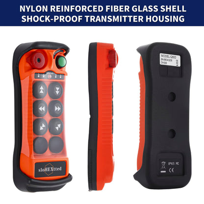2 Button Channel Industrial Wireless Overhead Crane Remote Control Kit 12V 24V Radio 2 Transmitters and Receiver for Electric Chain Hoist Lift Winch Crane Remote Controller