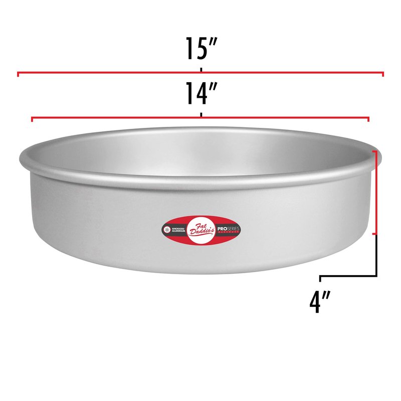 Fat Daddio's PRD-144 Round Cake Pan, 14 x 4 Inch, Silver