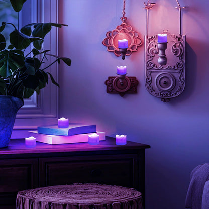 Topstone Electronic Flameless Candles with Remote Control,Purple LED Light, 400+ Hours Battery Life, CR2450 Battery Included, Timer, Realistic Flickering for Home Decor, Wedding, Party, Holiday