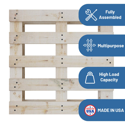Greaton, Wooden Pallets, Easy for Commercial Use, Strong Sturdy Structure, 38x36x5, 2 Pcs, Wood Finish