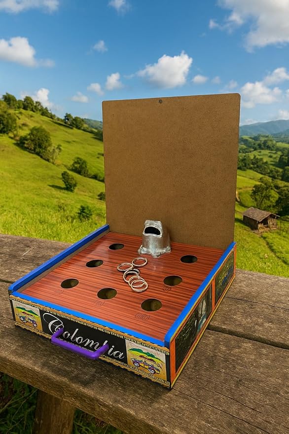 2-in-1 Traditional Colombian Board Game – Sapo (Frog Toss) &amp Parqués Portable Set with Dice and Pawns – Adult Social Game
