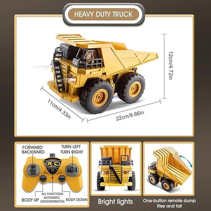 Remote Control Dump Truck 2.4Ghz 6 Channel RC Construction Vehicle Toy with Lights Music Electric Transport Garbage Truck Toys for Teen Birthday Gift